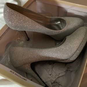 Silver glitter heels